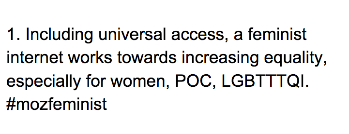 Internet feminist principles - Mozfest 2015